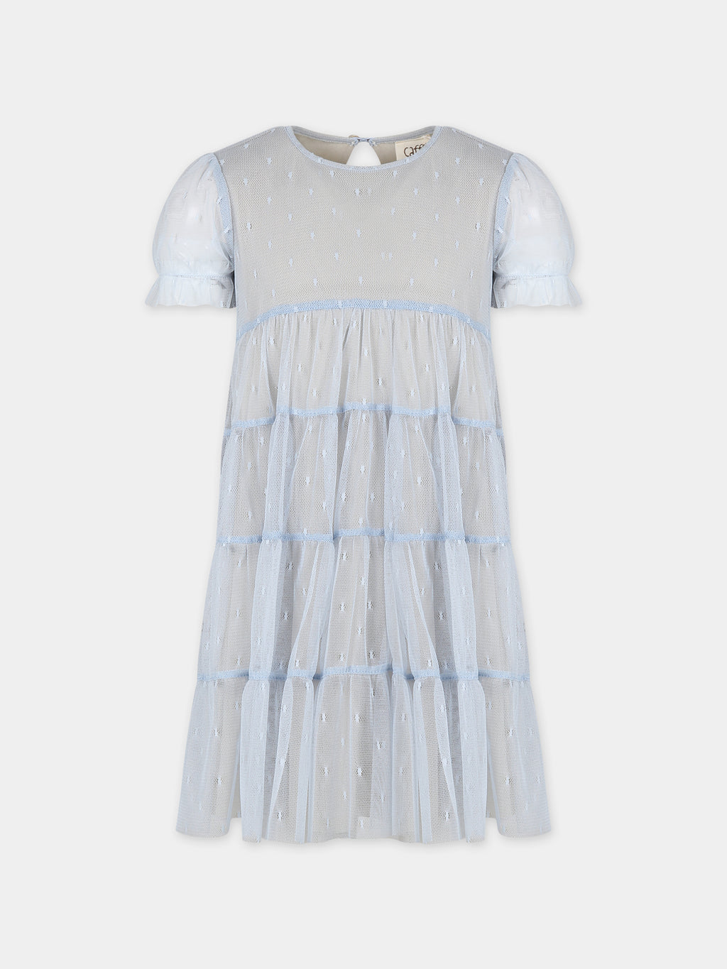 Light blue dress for girl with embroidery
